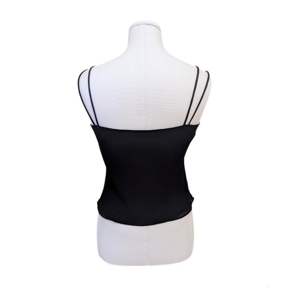 Vintage 90s Joseph Ribkoff Black Mesh Cami Top Layered Gothic Whimsygoth Sz 8 - Picture 3 of 7